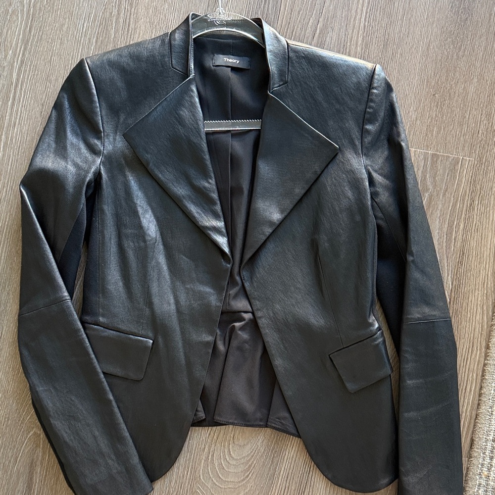 Theory Black Leather Blazer